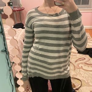 grey and white striped BP sweater